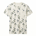 Off-White Floral Print Cotton T-Shirt with Pocket