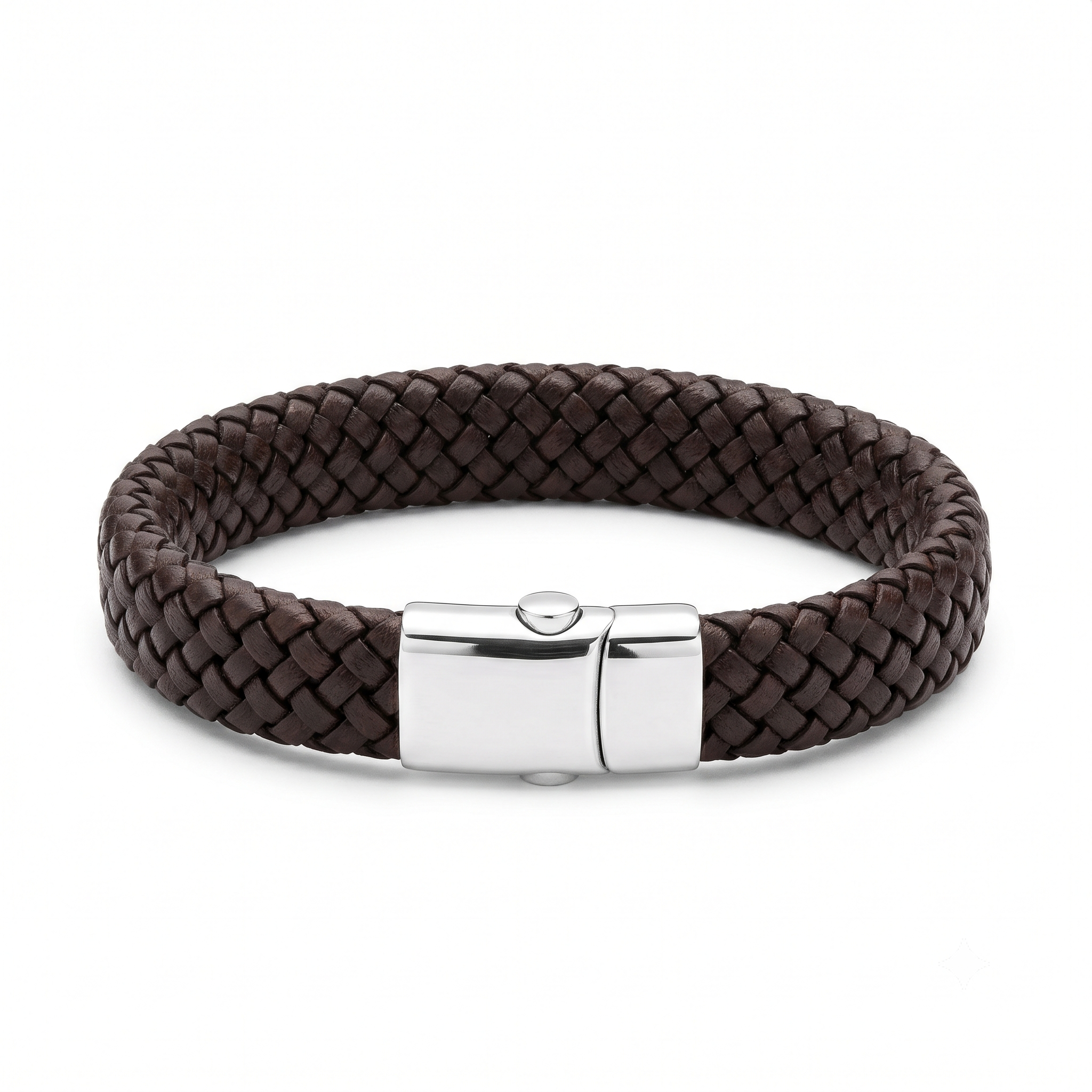 Handwoven Italian Leather Bracelet with Sterling Silver Clasp